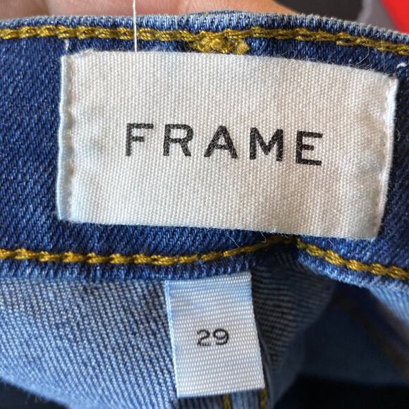 Frame Le Sylvie Crop Straight Leg Jeans Blue Mid-Rise Stretch Denim Size 29 - Picture 7 of 9